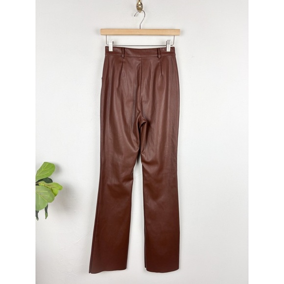 Meshki Tyra Straight Leg Faux Leather Chocolate Pants Sz S - Picture 5 of 11